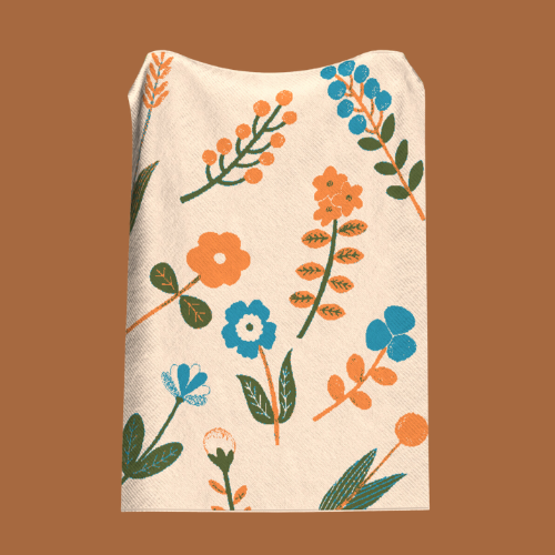 'Flowers' Beige Knitted Blanket